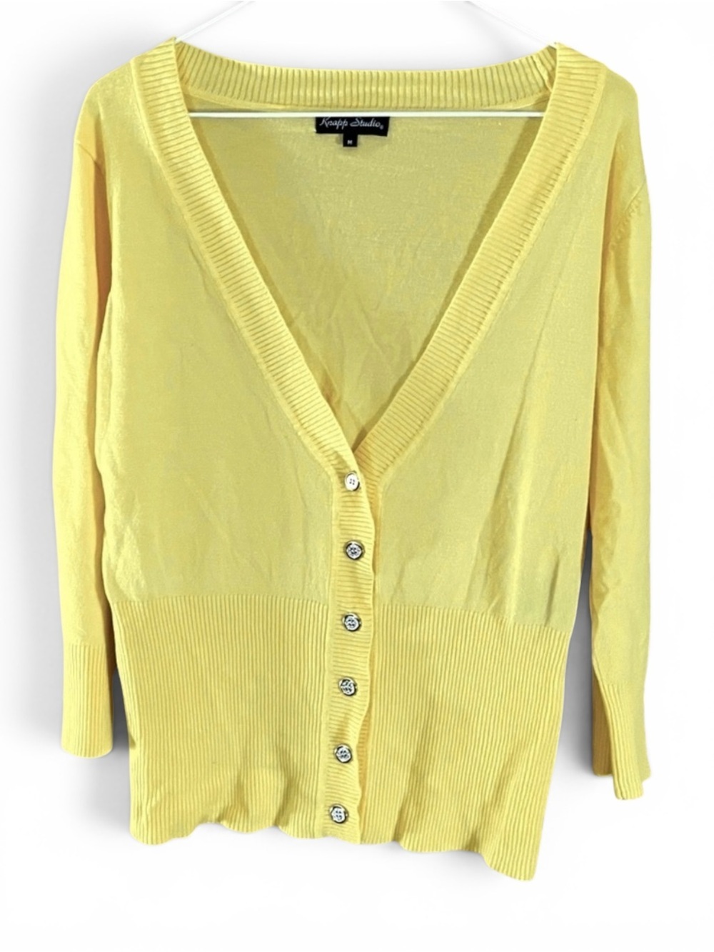 Bright Yellow Cardigan Knit Career Sweater